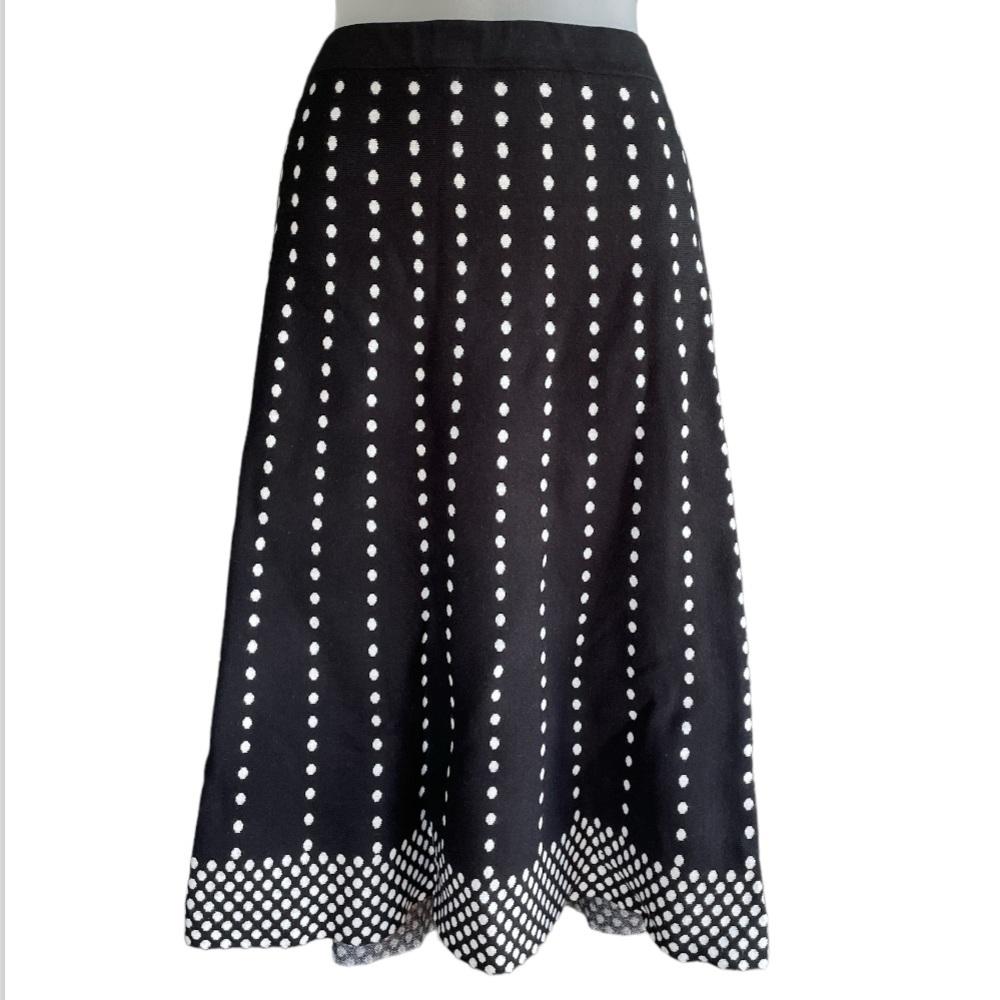 A line Sweater skirt polka dot black and white pattern size medium/large